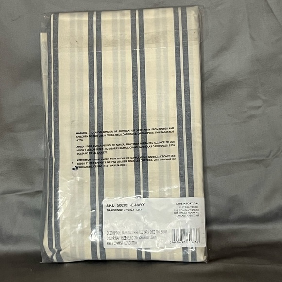 The Company Store Narrow Stripe Classic Cool Cotton Percale Pillow Sham-Euro - Picture 4 of 6